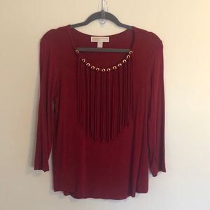 Rust colored Fringed Top